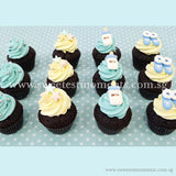 CM06 Mini Baby Blue Sweetest Moments Full Month Mini Cupcake Buttercream Fondant