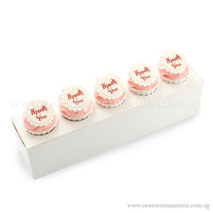 CT01 Say It With Cupcakes Sweetest Moments Corporate Standard Cupcake Buttercream Fondant Edible Image Thank You Message Box of 5