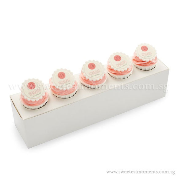 CT02 Personalise Say It With Cupcakes Sweetest Moments Corporate Standard Cupcake Buttercream Fondant Edible Image Personalised Message Box of 5