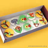 CL02 Jungle Buddies Sweetest Moments Birthday Full Month Standard Cupcake Fondant Box of 10